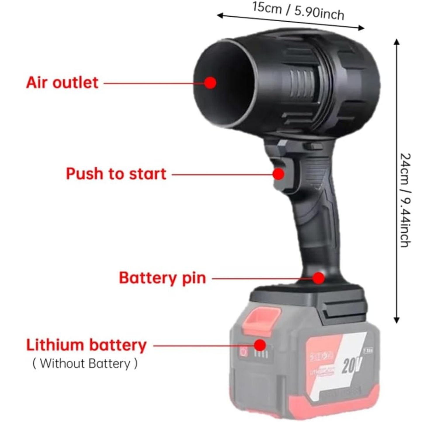 Soplador Aire Inalámbrico 20V Portátil