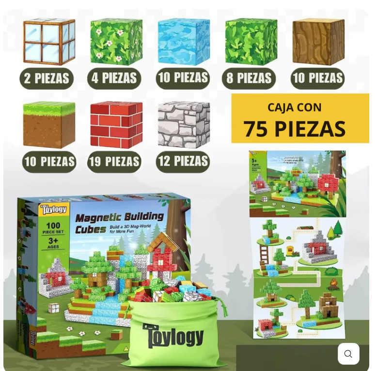 MagneCraft™ 75 piezas - Cubos Magnéticos Premium
